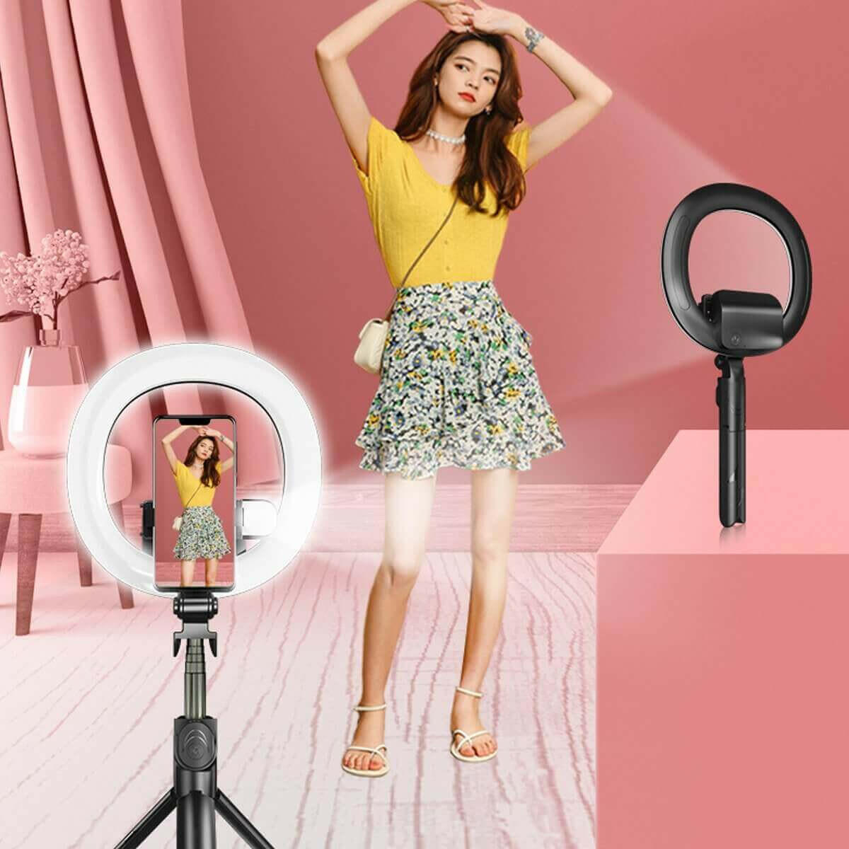 Self Video Portrait Soft Halo Light Stand With Dual LED Light And.