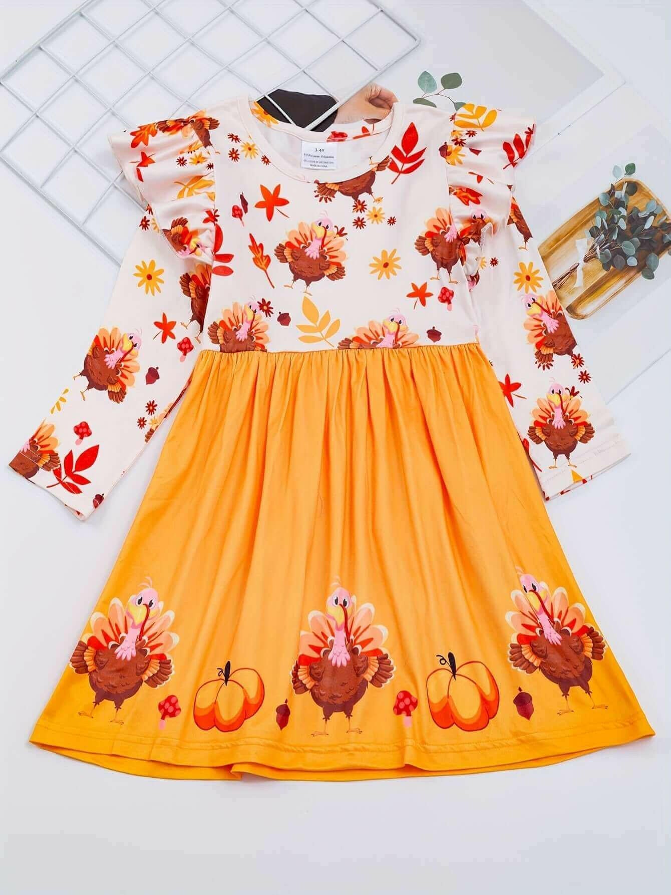 The Felicity Dress - Turkeys 'n Thanksgiving (Assorted Colors).