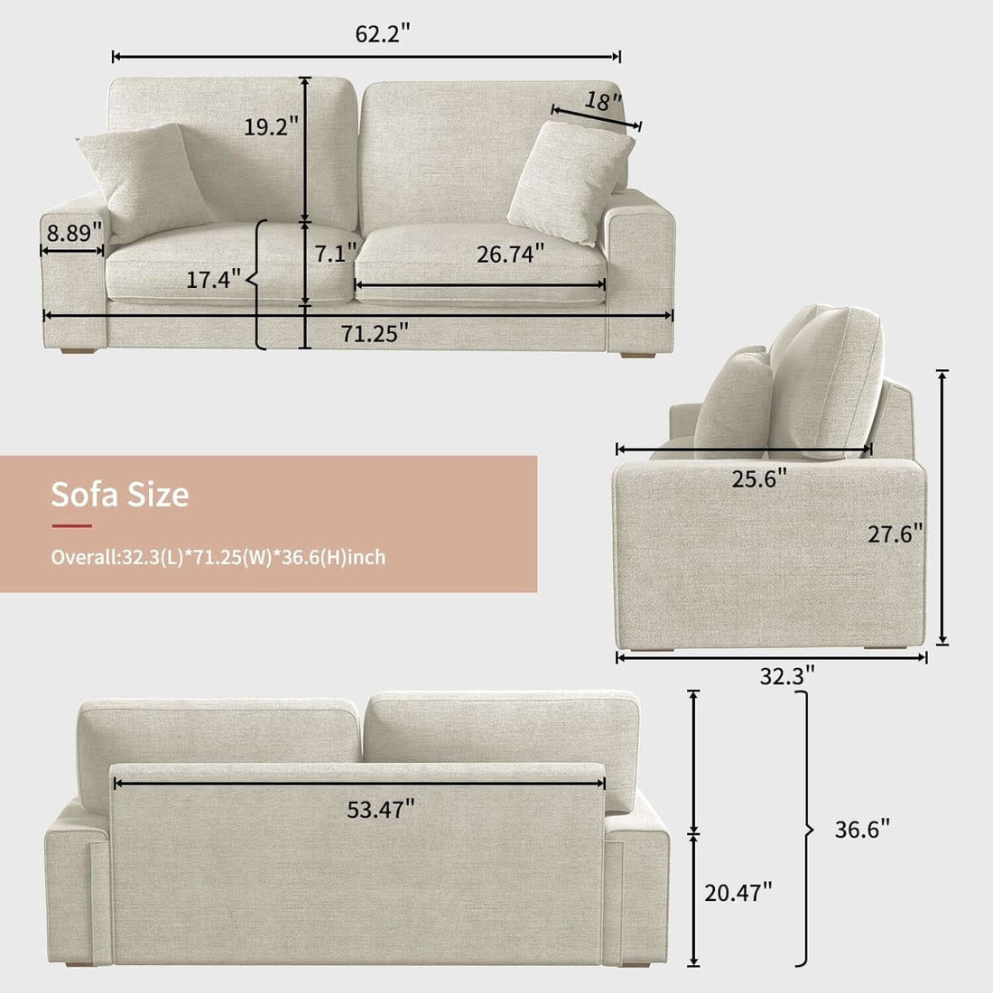 Modern Beige Recliner Sofa For Living Room Furniture