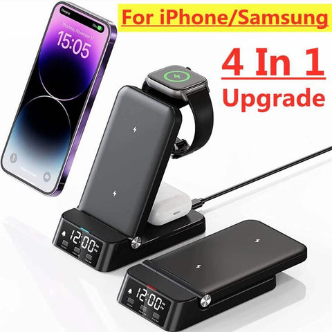 15W 4 In 1 Wireless Charger Stand For iPhone 14 13 12 11 X Samsung
