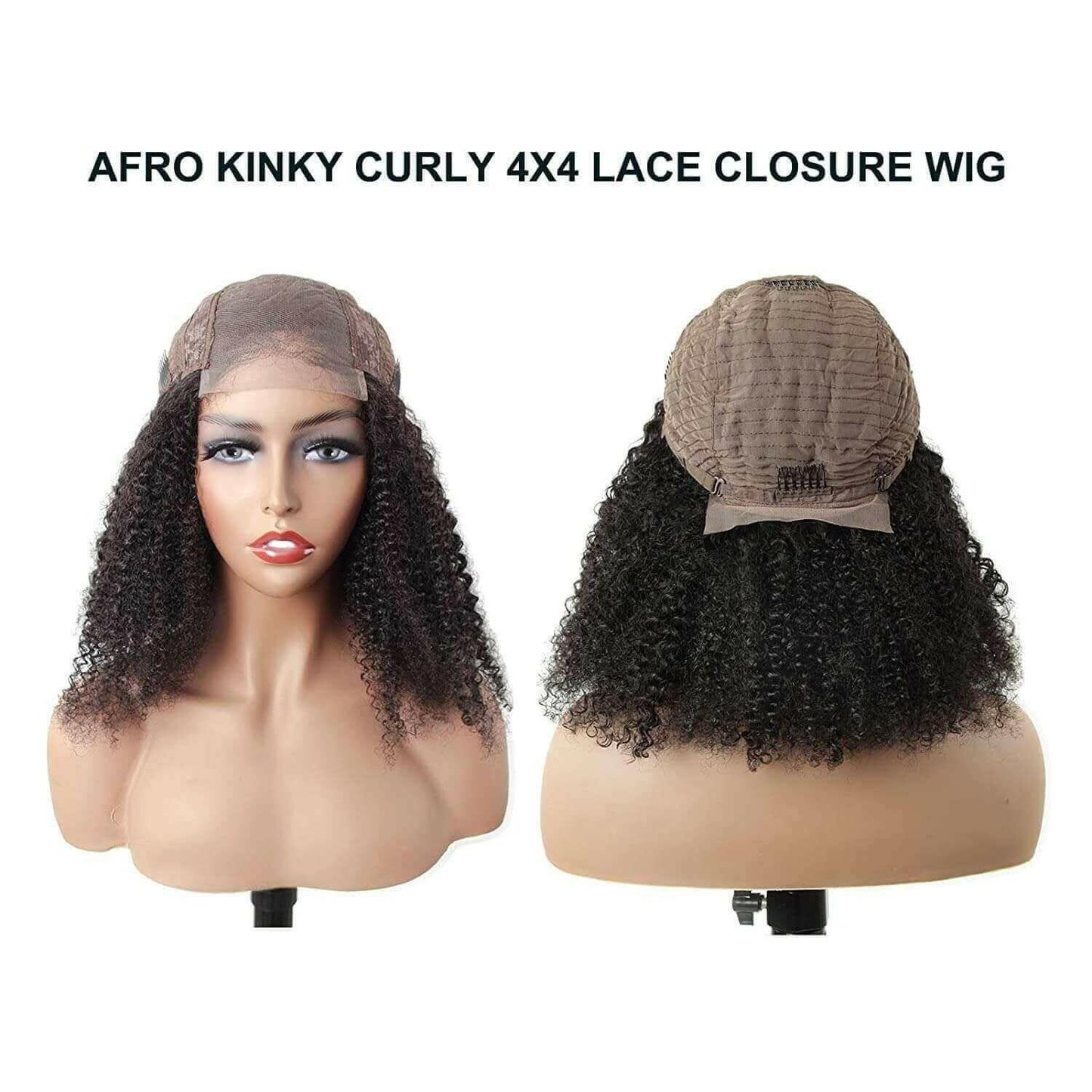 180% Density Full 4x4 Transparent Lace Front Afro Kinky Curly Human Ha.