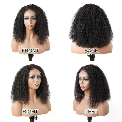 180% Density Full 4x4 Transparent Lace Front Afro Kinky Curly Human Ha.