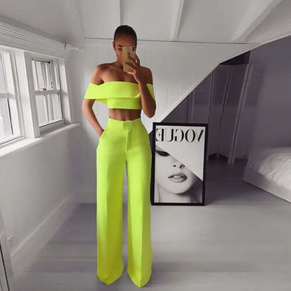 FlexiChic™ – Wide Leg Pants &amp; Crop Top Two-Piece Set