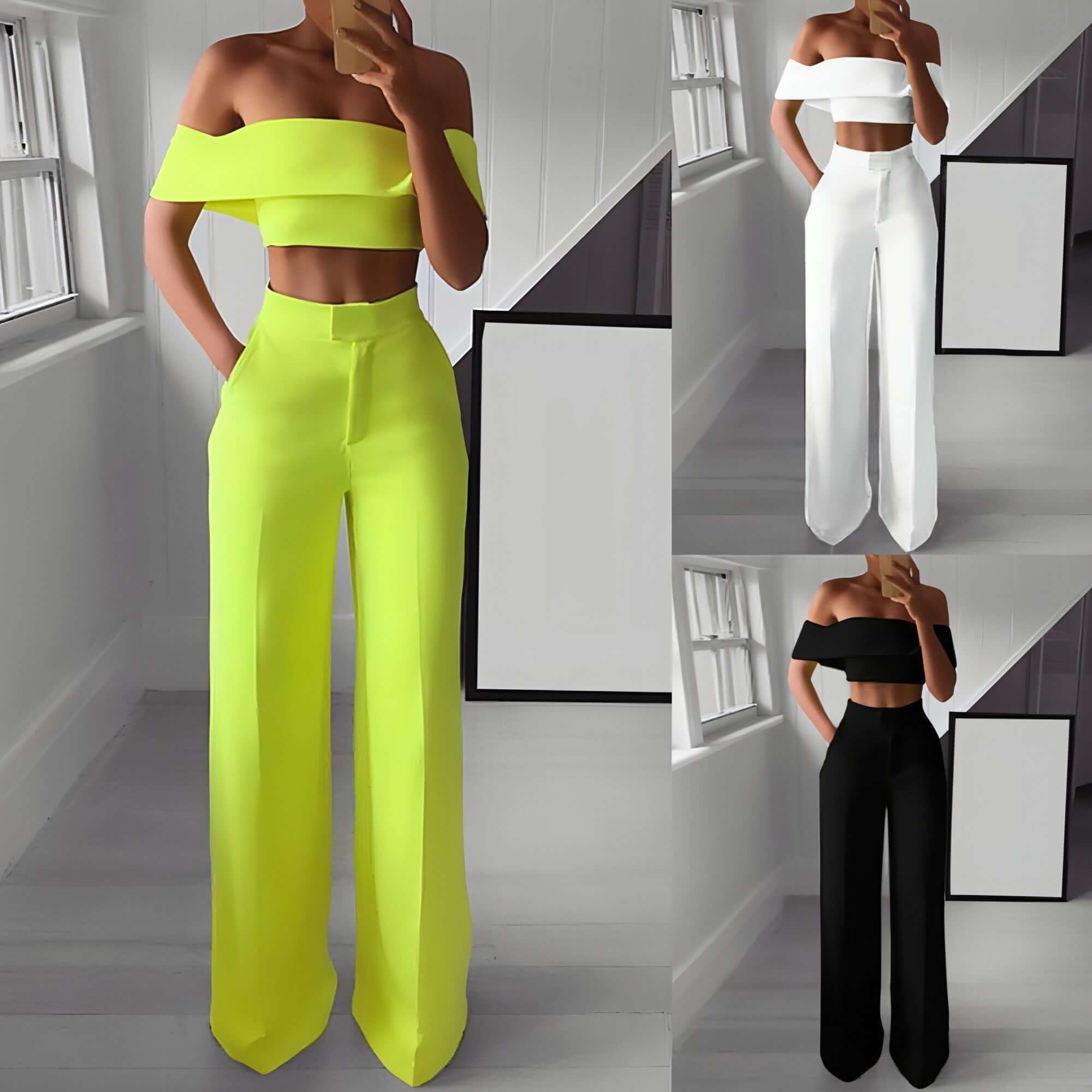 FlexiChic™ – Wide Leg Pants &amp; Crop Top Two-Piece Set