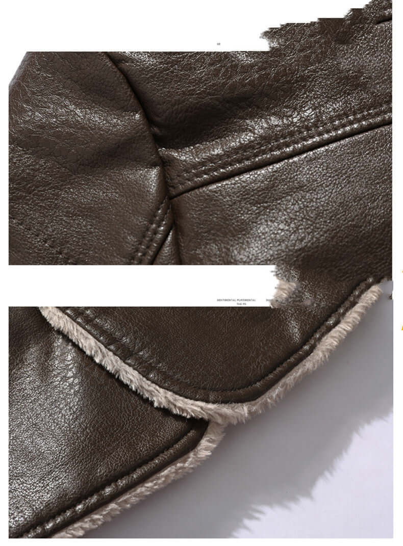 Plush Lapel Leather Jacket Winter Warm Fleece Single-breasted Coat For
