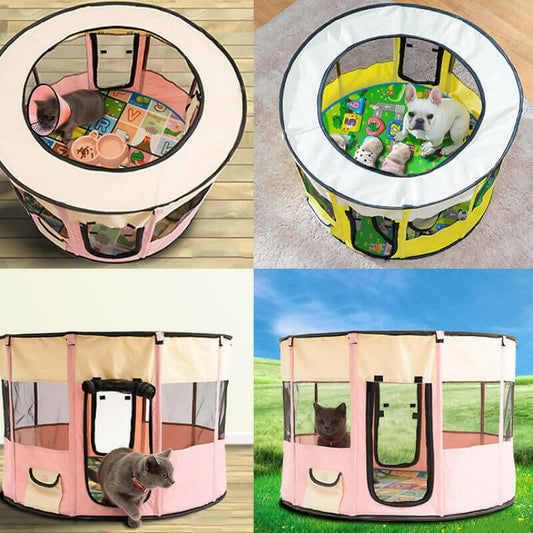 Portable Pet House Oxford Cloth Crate Room Playing.