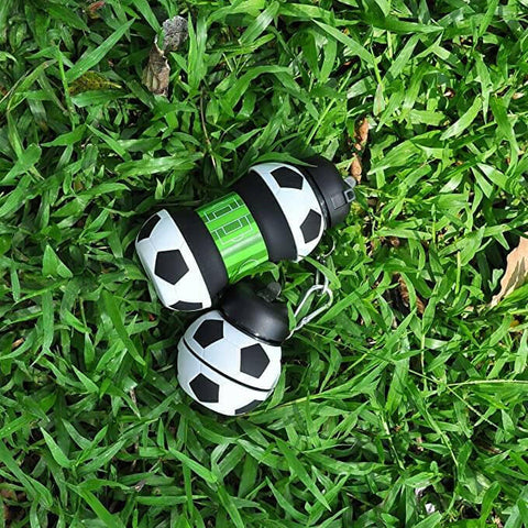 Football Soccer Silicone Water Bottle with Straw Foldable.