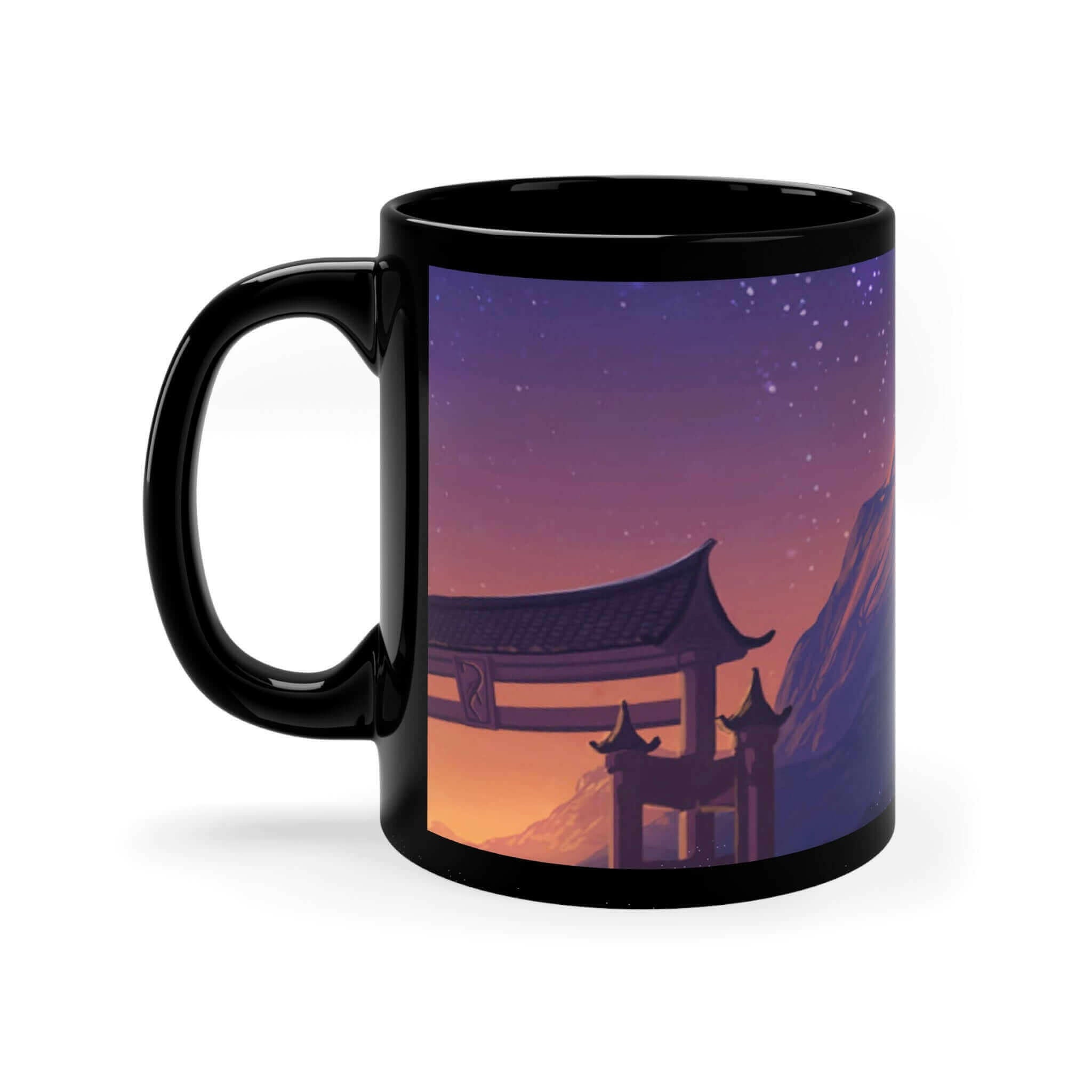 Anime Girl in Space Black Coffee Tea Mug.