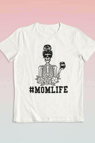 MOMLIFE SKELETON HALLOWEEN GRAPHIC TEE.