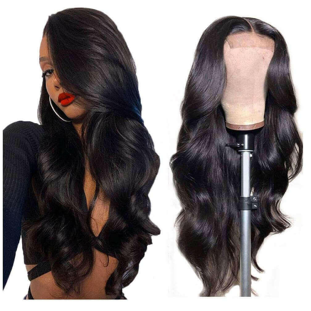 180% Density Full 4x4 Closure Wig Transparent Lace Front Body Wave Hum.