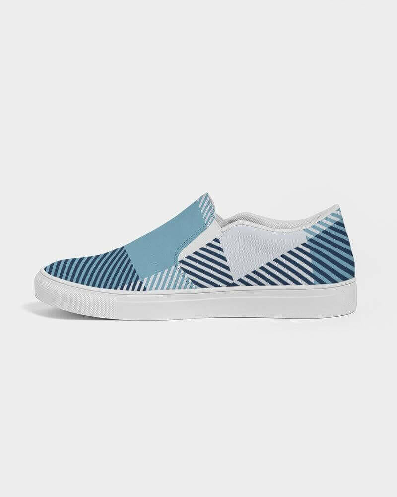 blue plaid slip-on sneakers