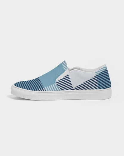 blue plaid slip-on sneakers