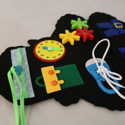 Montessori Busy Board with Felt Clothing for Kids