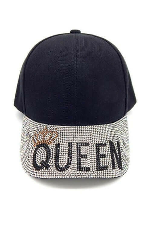 POLYESTER WITH RHINESTONE QUEEN BALL CAP.