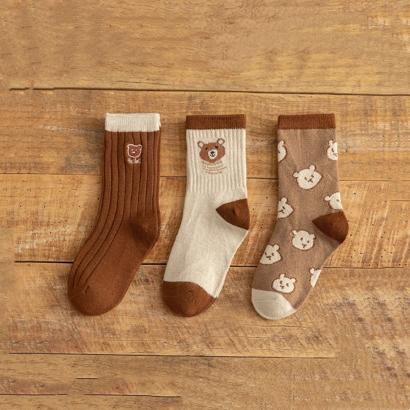 Cartoon Wool Medium Tube Socks for Kids