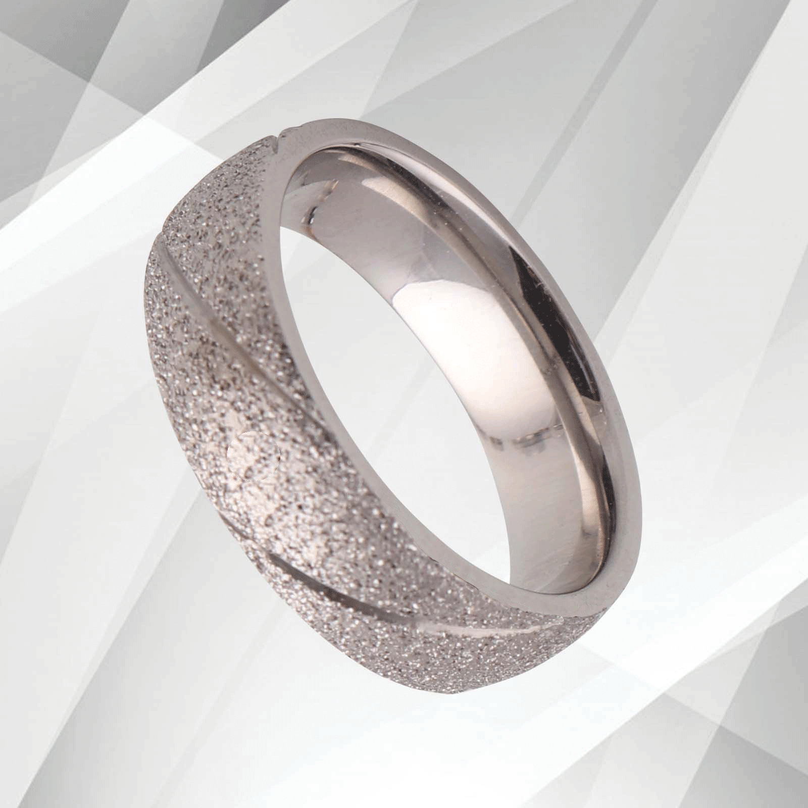 6mm Men’s Gorgeous Sand Finish Tungsten Ring 18Ct White Gold Over UK.