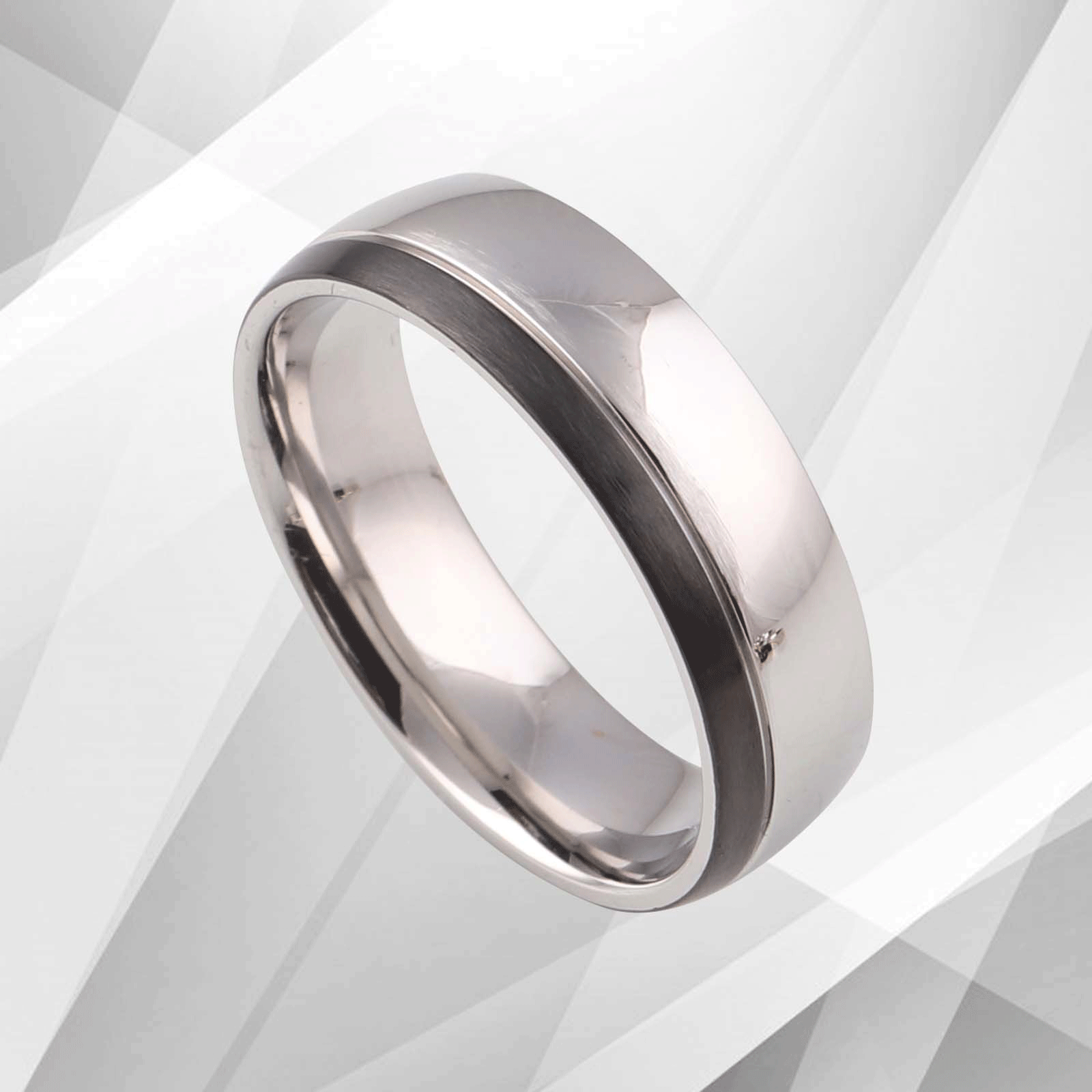 Contemporary Men’s Anniversary Engagement Wedding Ring 18Ct White Gold.