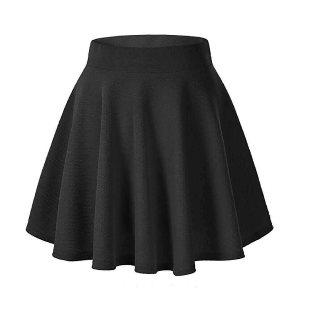 Women's Basic Mini Skater Skirt Stretchy Flared High Waisted Skirt.