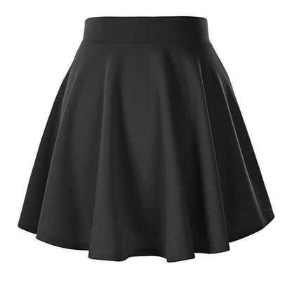 Women's Basic Mini Skater Skirt Stretchy Flared High Waisted Skirt.