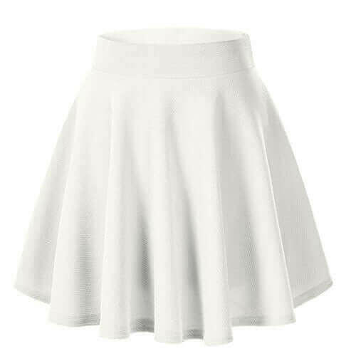 Women's Basic Mini Skater Skirt Stretchy Flared High Waisted Skirt.