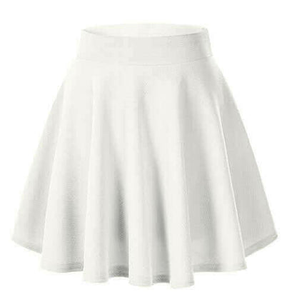 Women's Basic Mini Skater Skirt Stretchy Flared High Waisted Skirt.