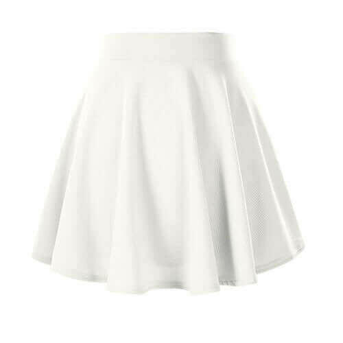 Women's Basic Mini Skater Skirt Stretchy Flared High Waisted Skirt.