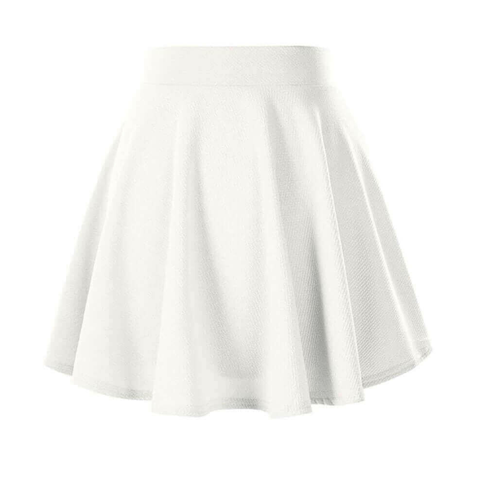 Women's Basic Mini Skater Skirt Stretchy Flared High Waisted Skirt.