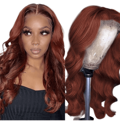 #27 Straight 13x1x4 T part Lace 4x4 Closure wigs Body Wave #33 Transpa.