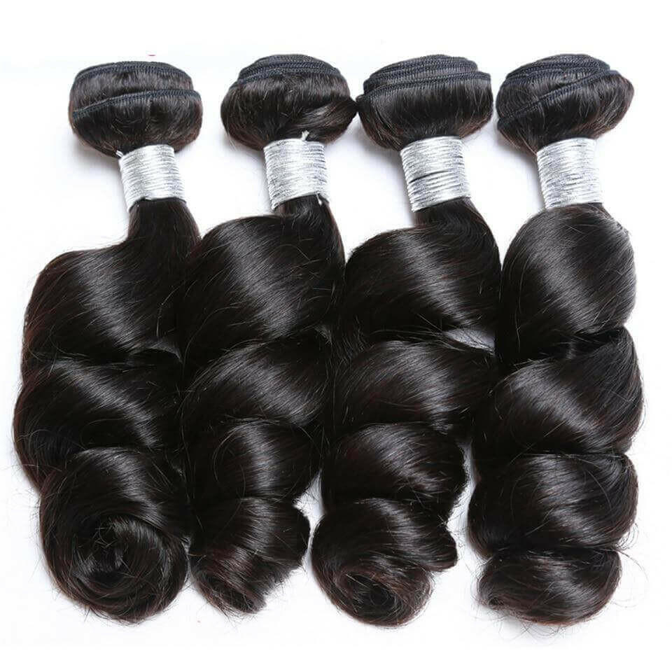 Loose Wave 10A Grade 3/4 bundles with 4x4 Closures & 13x4 Frontal.