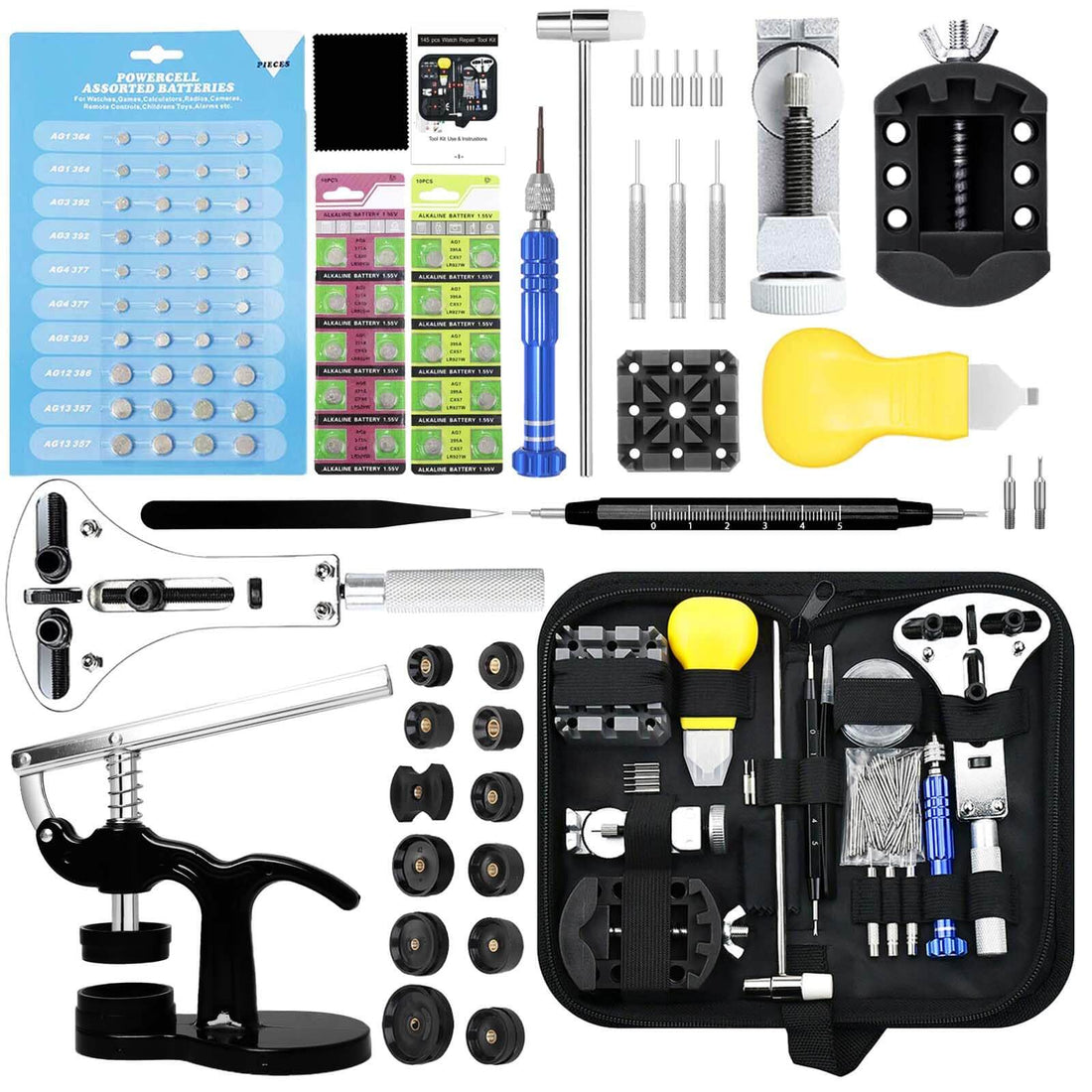 GLDCAPA Watch Repair Kit with Watch Press &amp; 60 Batteries