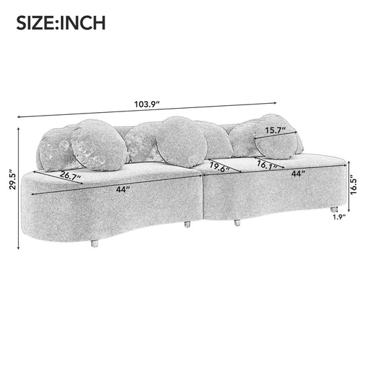 103.9" Modern Living Room Sofa Lamb Velvet Upholstered Couch Furniture