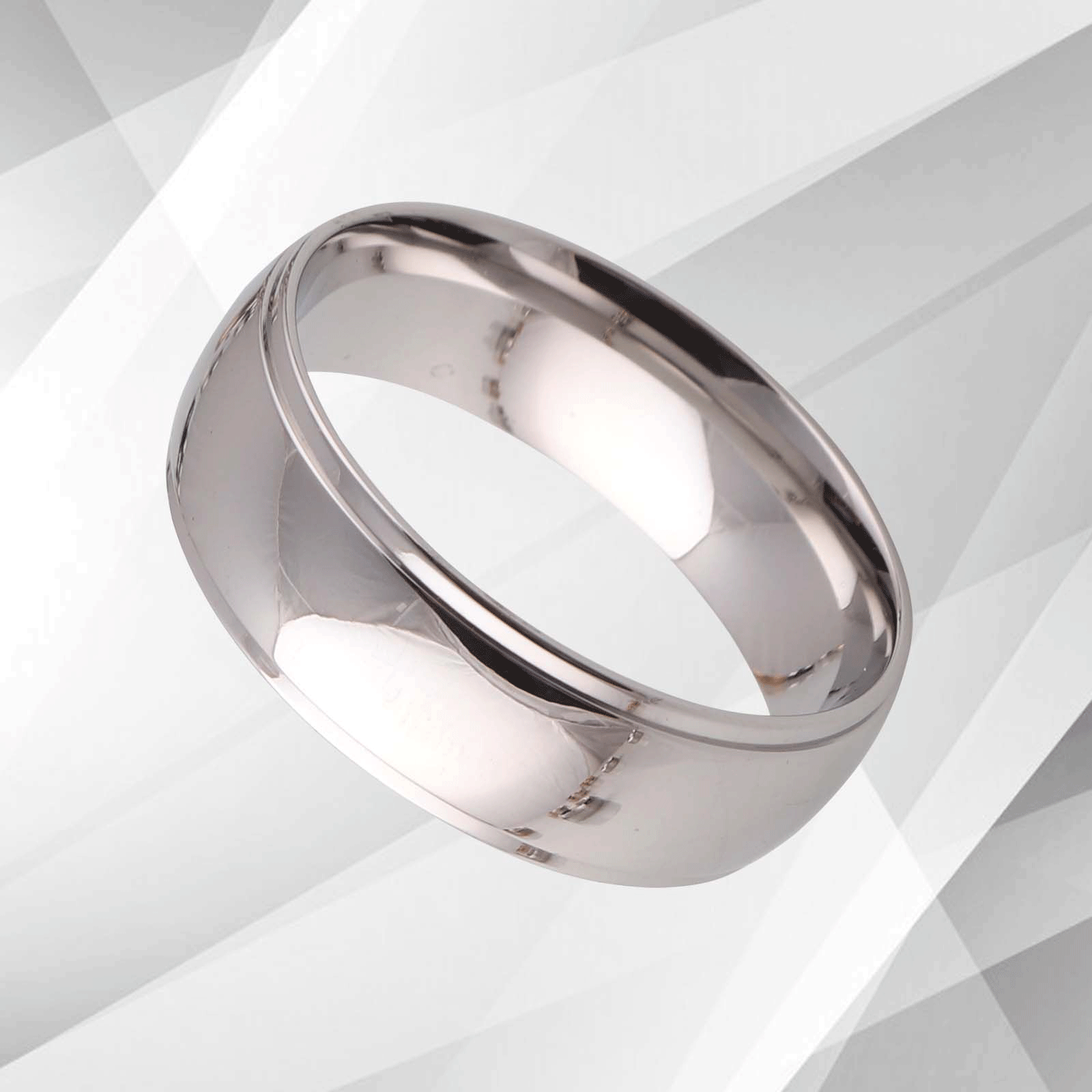 Gents Mens Sparkling Tungsten Carbide 8mm Wedding Band Ring 18Ct White