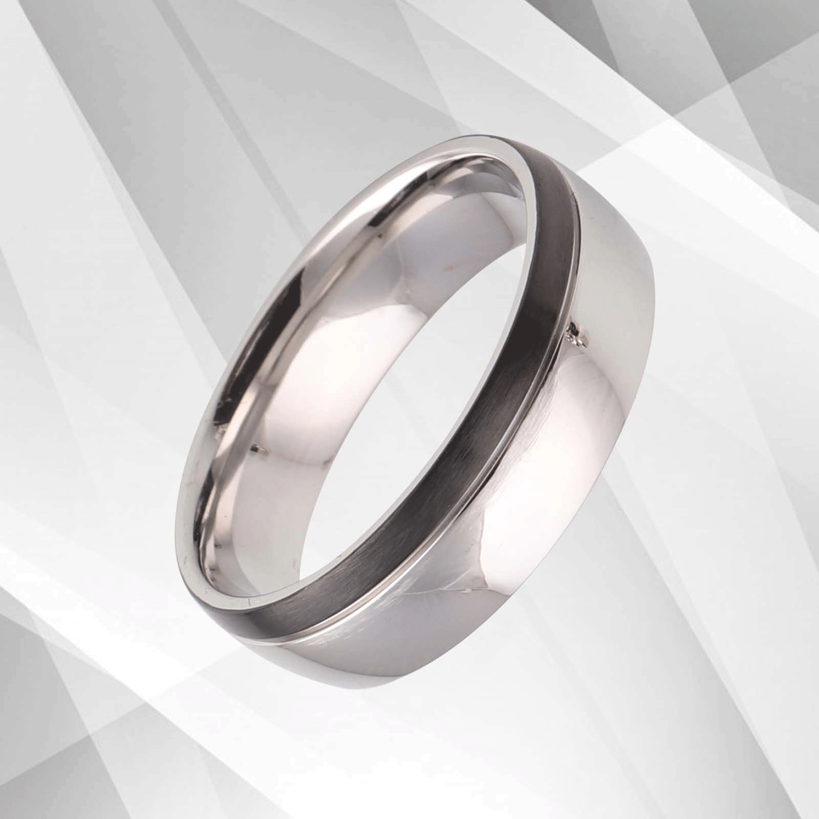 Contemporary Men’s Anniversary Engagement Wedding Ring 18Ct White Gold.