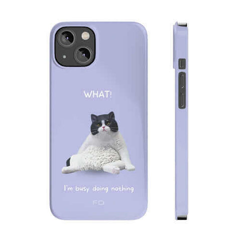 Funny Cat-Themed Slim Case for iPhone 14 - Purple