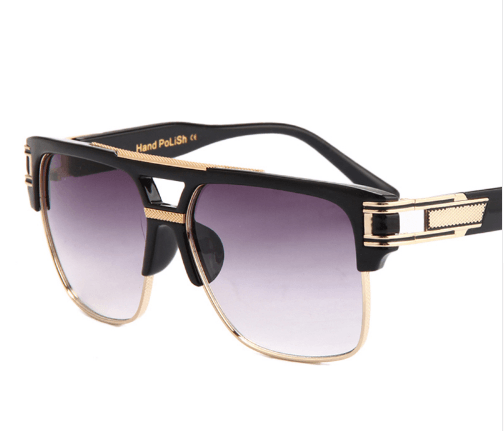 Men’s Rectangle Alloy-Frame Sunglasses with UV400