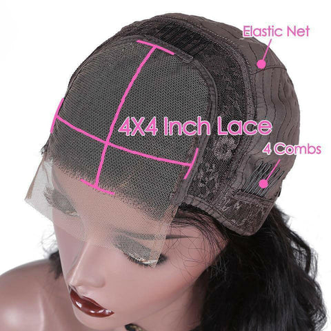 180% Density Full 4x4 Transparent Lace Front Loose Wave Human Hair Wig.