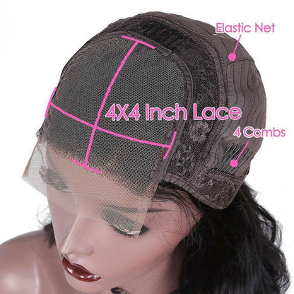 180% Density Full 4x4 Transparent Lace Front Loose Deep Human Hair Wig.