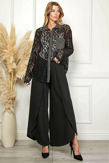 Blumin Apparel Confidently Chic Full Size Split Wide Leg Pants.