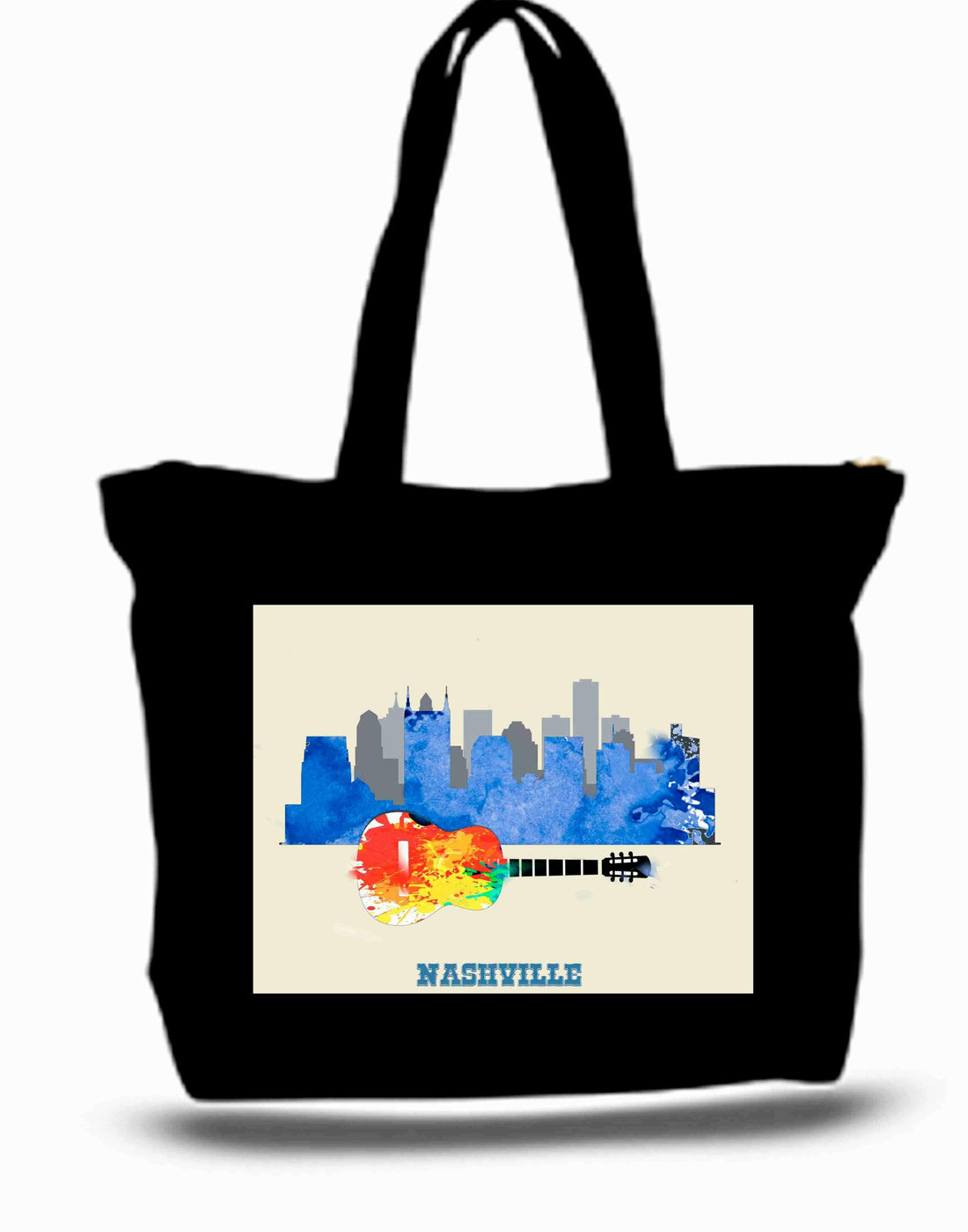 City Nashville Skyline Watercolor Tote New Zipper Bag