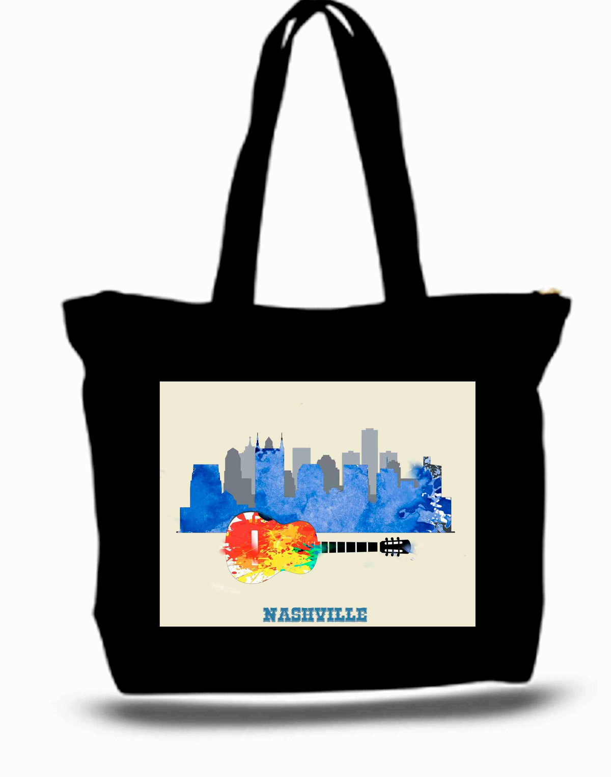 City Nashville Skyline Watercolor Tote New Zipper Bag.