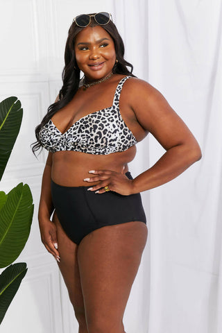 Marina West Swim Take A Dip Twist High-Rise Bikini in Leopard.