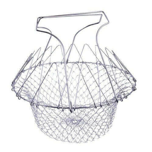 1pcs Foldable Steam Rinse Strain Fry French Chef Basket Magic Basket.