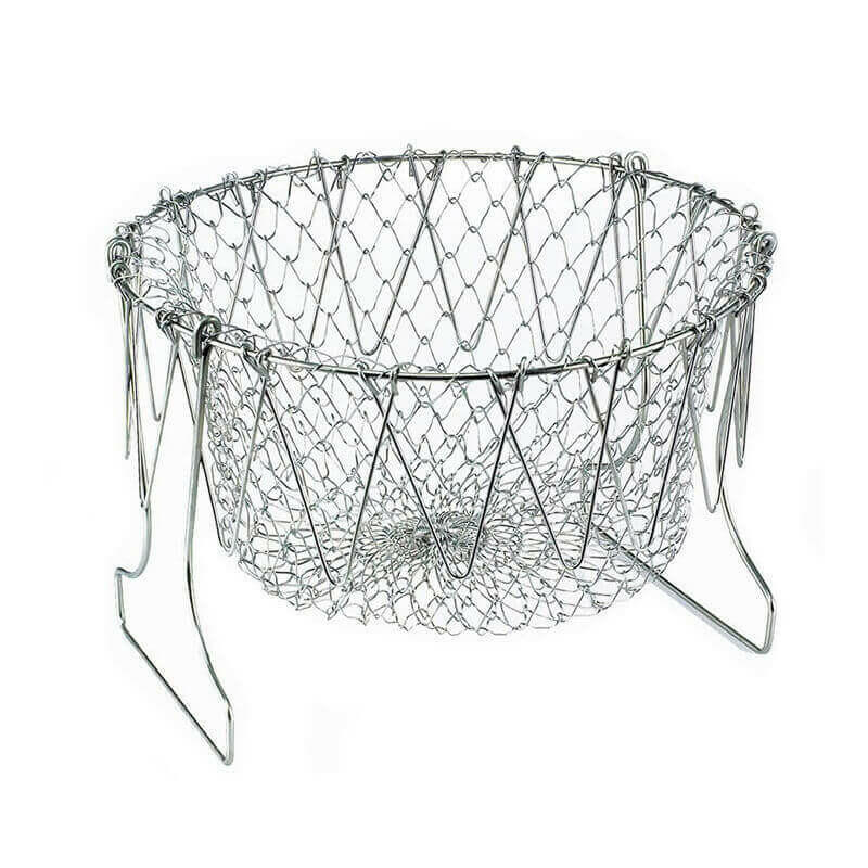 1pcs Foldable Steam Rinse Strain Fry French Chef Basket Magic Basket.