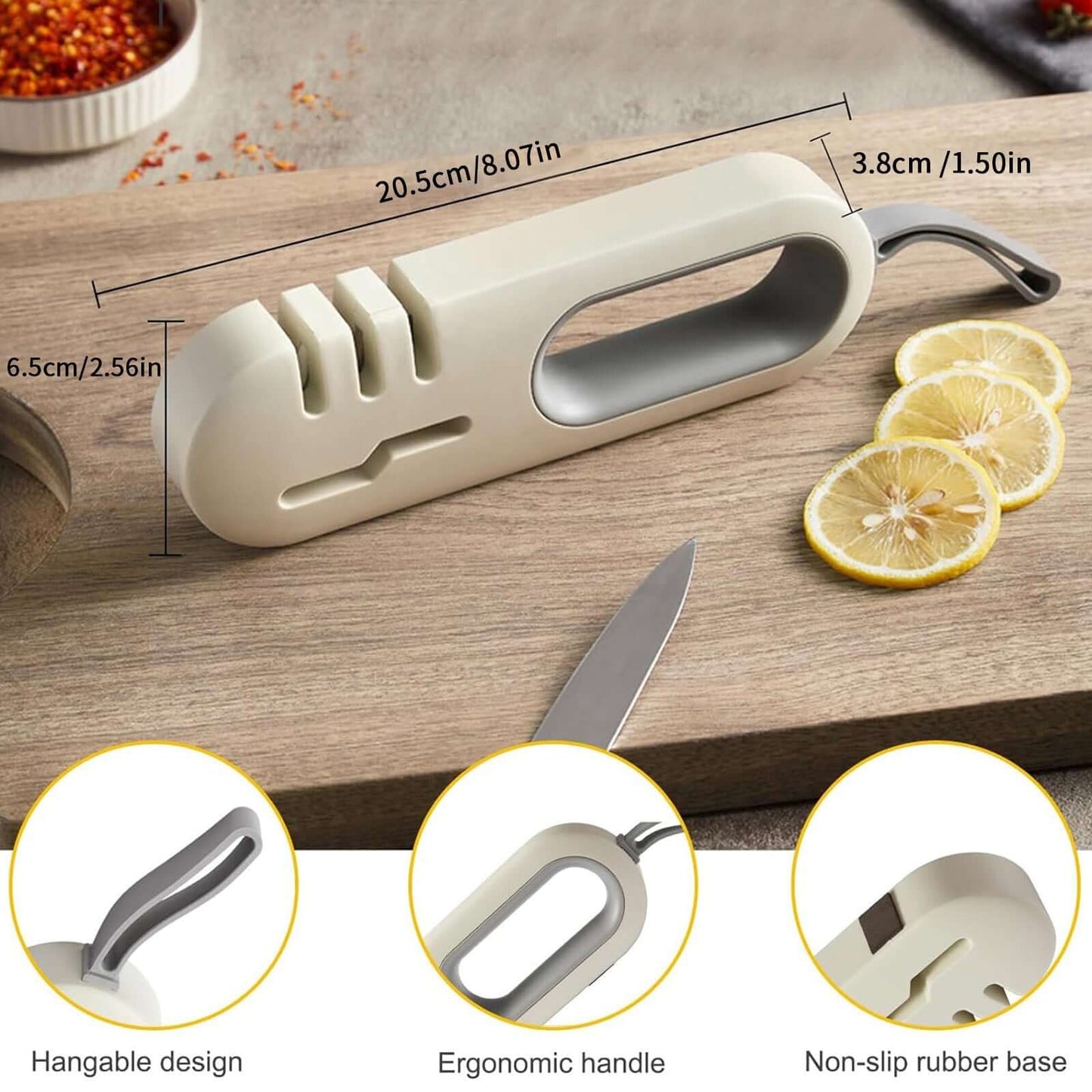 4 in 1 Kitchen Knife Sharpener Non-slip Multi-functional Knife &