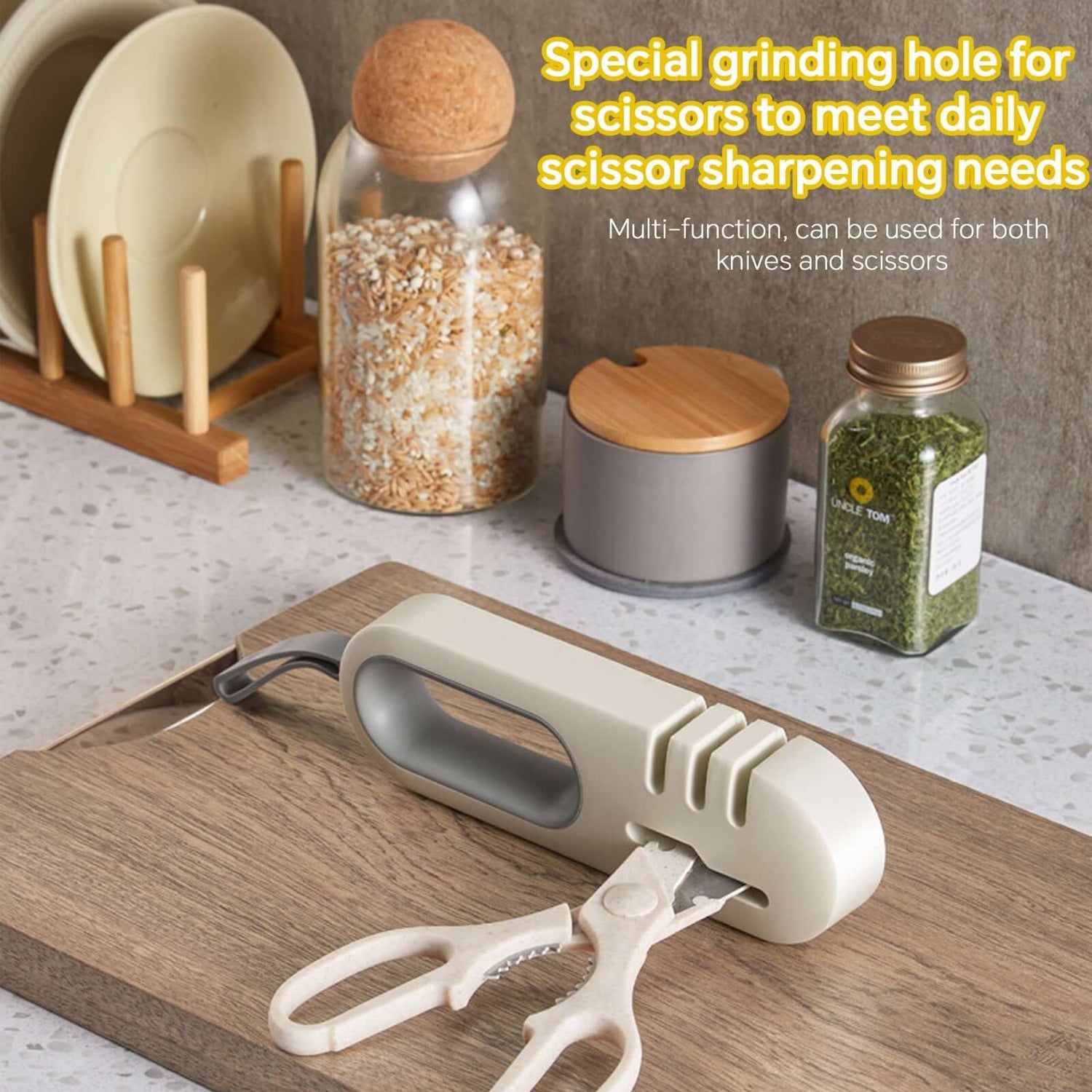 4 in 1 Kitchen Knife Sharpener Non-slip Multi-functional Knife &amp;