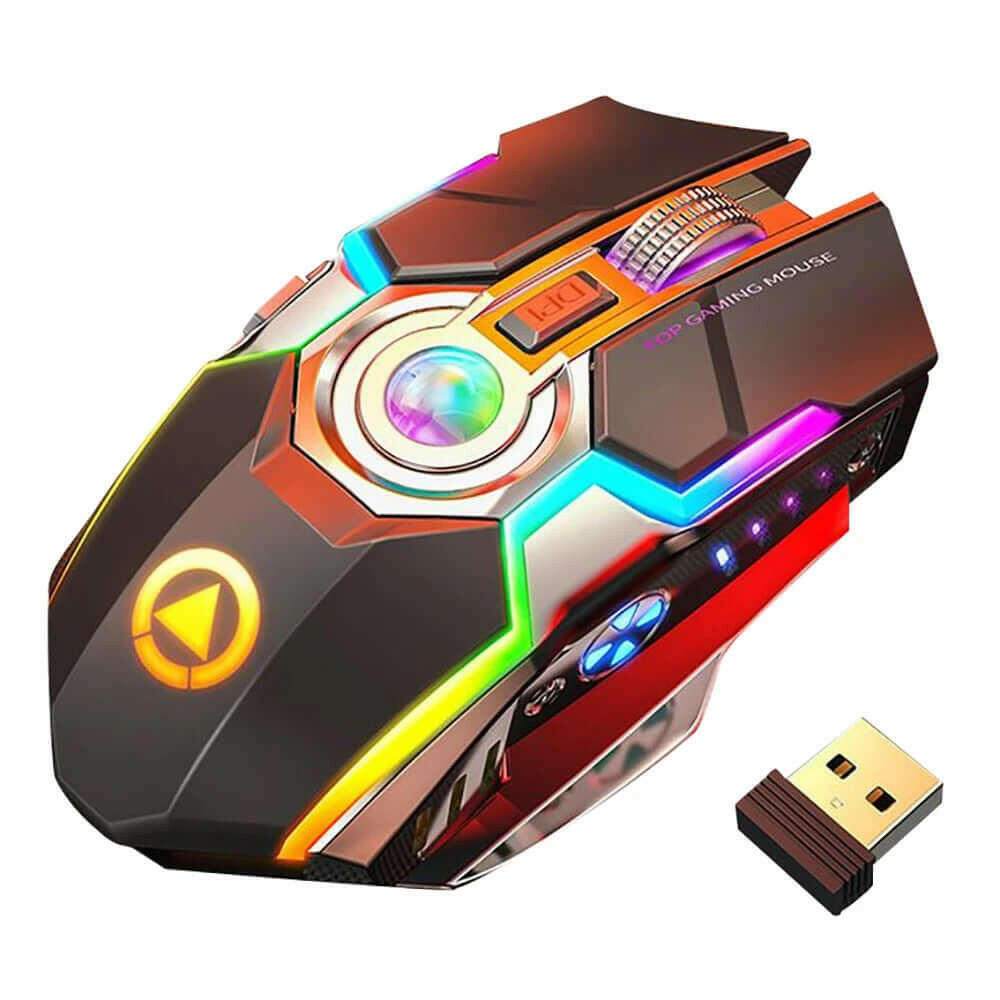 Color Wireless Gaming RGB Rechargeable Mute Button Mouse.