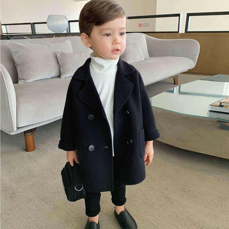 High Quality Lattice Children Coat Wool Coat For Boys Fashion.