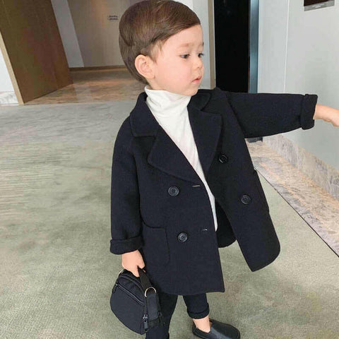 High Quality Lattice Children Coat Wool Coat For Boys Fashion.