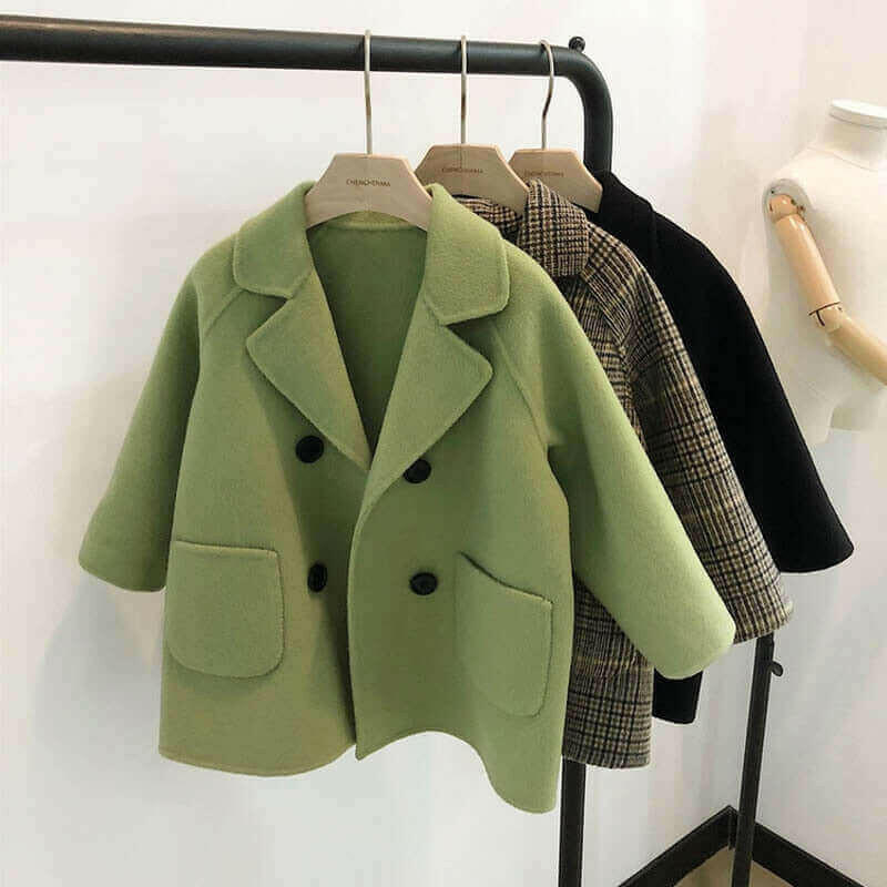 High Quality Lattice Children Coat Wool Coat For Boys Fashion.