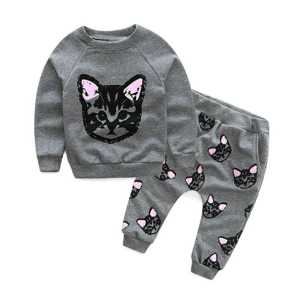 New Baby Kids Set Clothes Long Sleeve Cats.